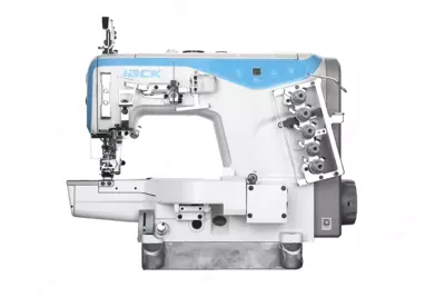 JACK K5 - Yuqori tezlikda ishlaydigan 3 ignali 5 ipli silindrsimon platformali va ichiga servomotor o‘rnatilgan tekis tikuv mashinasi.