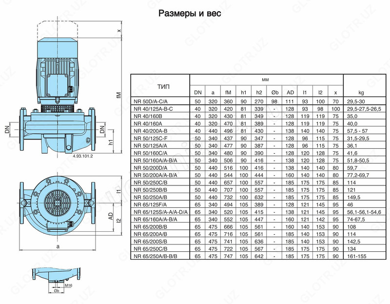 Calpeda NR 65/160 A/A циркуляционные насос фланцевые