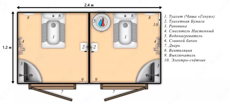 Двухсекционный туалет №1 (ТМП) Только в розницу