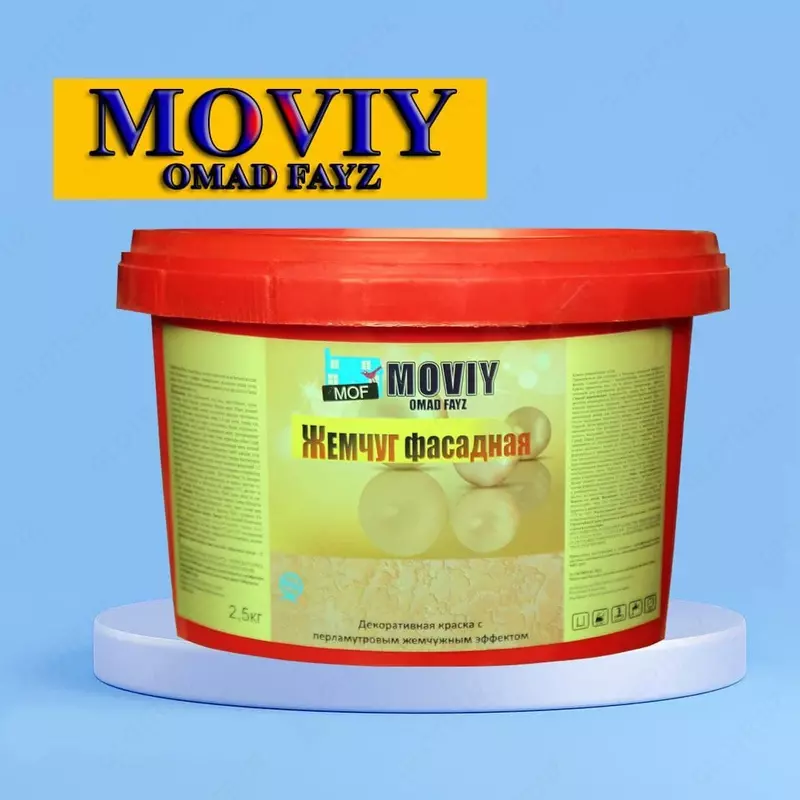 Fasad bo'yog'i, dekorativ MOVIY "Pearl fasad", 2,5 kg
