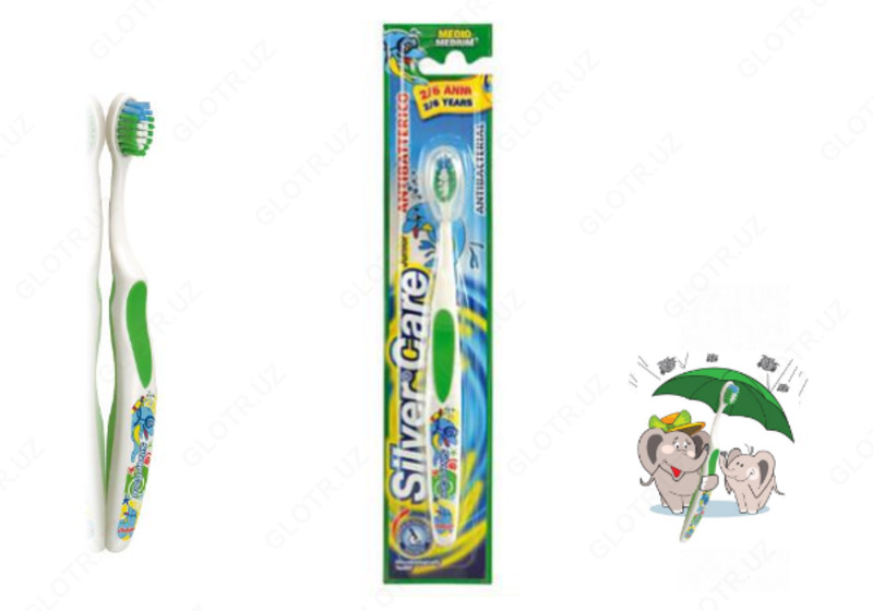 "Kumush parvarish" Junior seriyali tish cho'tkasi 2 yoshdan 6 yoshgacha bo'lgan bolalar uchun (tukli qattiqlik turi: yumshoq)