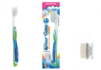 Зубная щётка «Silver Care» серии Sensitive для чувствительных зубов со сменной серебренной насадкой 999 пробы (Тип жёсткости: мягкая)