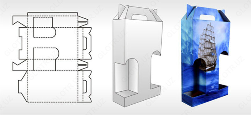Фирменная подарочная коробка с ручкой конструкции пачка - по запросу