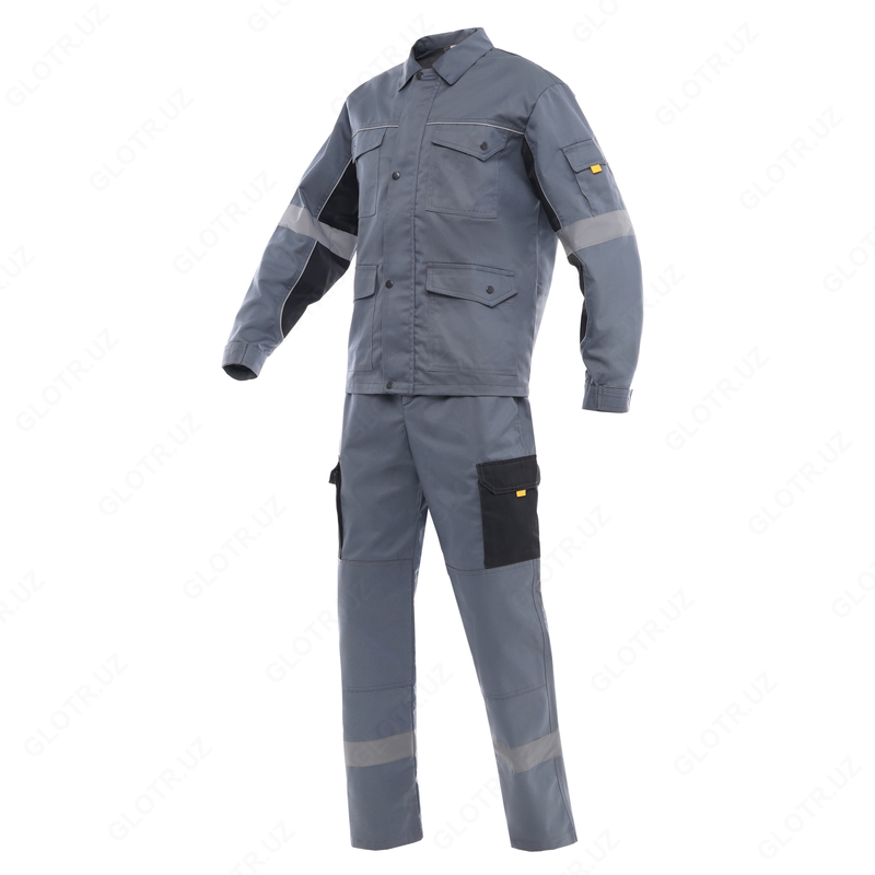 YMO ITR Vanguard kulrang-qora shimlar bilan kostyum. YMO - 4012