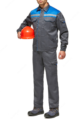 Костюм YMO ОПТИМА с полукомбинезоном серо-васильковый . YMO - 4015