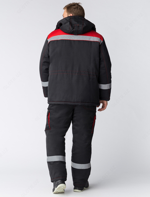  Куртка зимний Титан (Смесовая  210) п/к  черный/красный - 