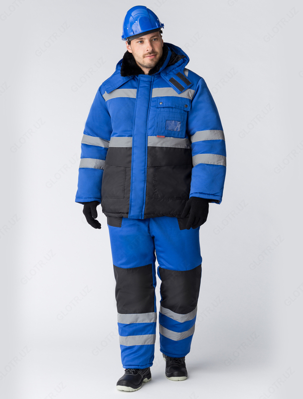 Куртка зимний Алдан (Смесовая  210)  васильковый/черный