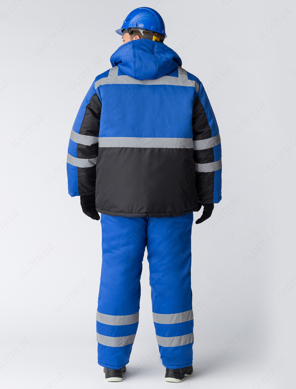  Куртка зимний Алдан (Смесовая  210)  васильковый/черный - 