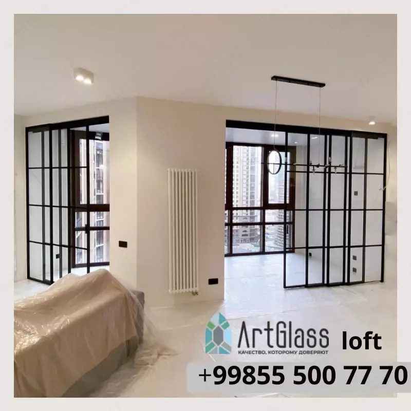   Стеклянные межкомнатные перегородки и двери