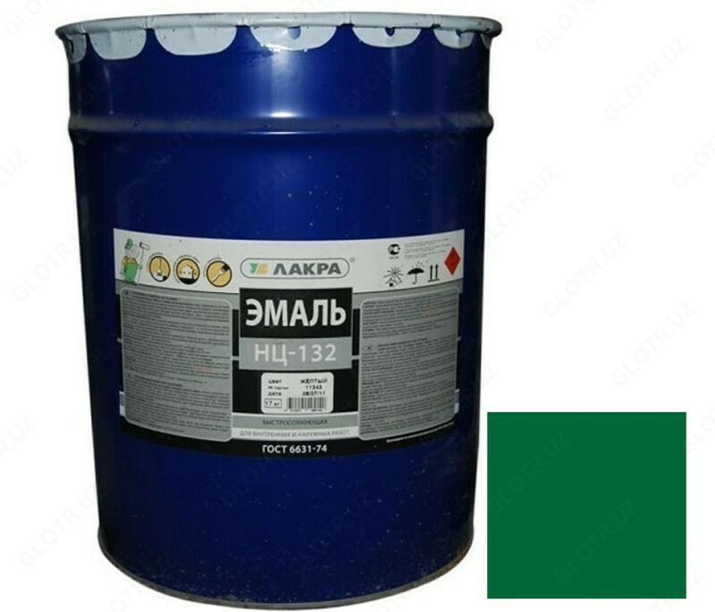  Эмаль НЦ-132П  зеленая  50 кг (Россия Казань) - 
