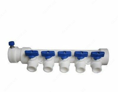 Полипропиленовый коллектор с воздухоотводчиком (синий) 5 контуров - 153 750 сум / шт.