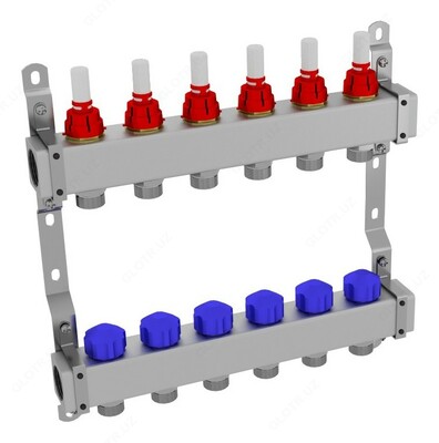 Металл коллектор с термокраном 4 контуров