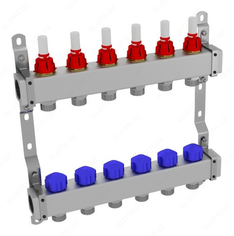 Металл коллектор с термокраном 8 контуров