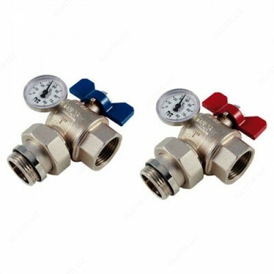 Termometr bilan o'rnatiladigan burchakli vana