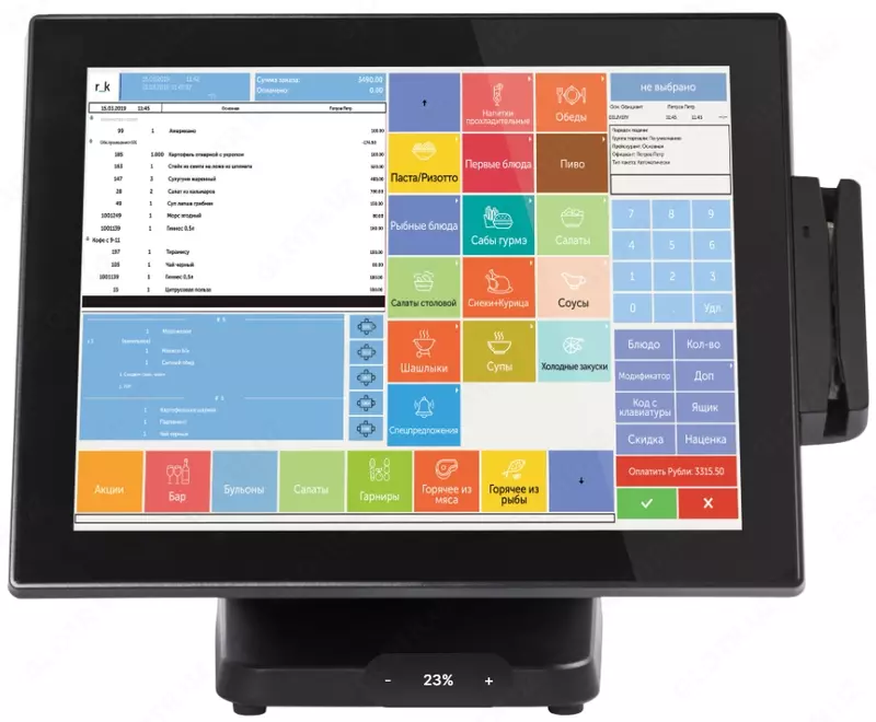 Restoran, kafe, tez ovqatlanish uchun R_Keeper r_k CashDesk boshqaruv moduli