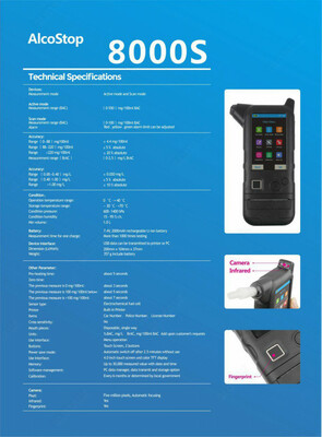 Анализатор алкоголя с видеофиксацией ALCOSTOP8000S