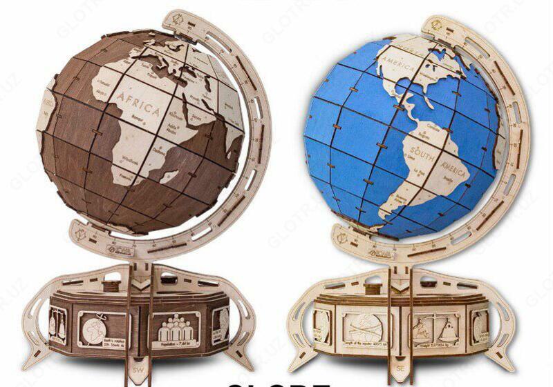 Деревянный 3D конструктор Глобус под заказ