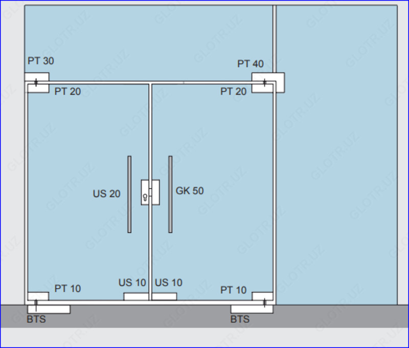 Петля для стеклянных дверей  UNIVERSAL LIGHT PT10. PT20. PT40 . US 10 от dormakaba
