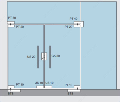 Петля для стеклянных дверей  UNIVERSAL LIGHT PT10. PT20. PT40 . US 10 от dormakaba