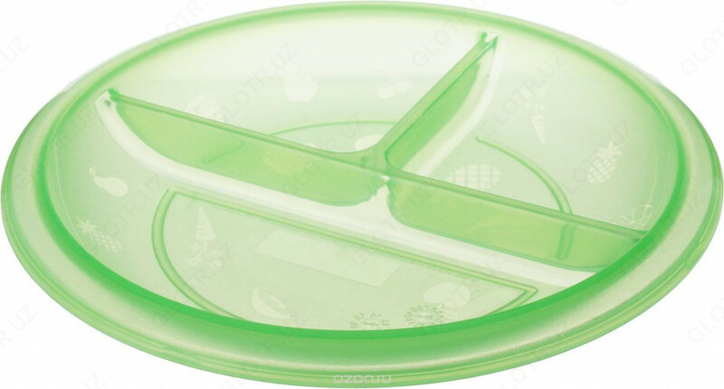 Пластиковая тарелка трехсекционная