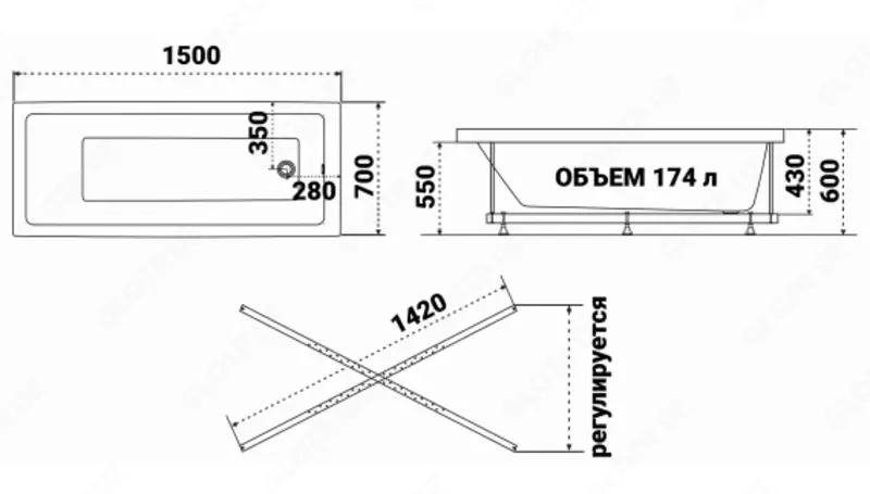 Ванна Аура 160*70