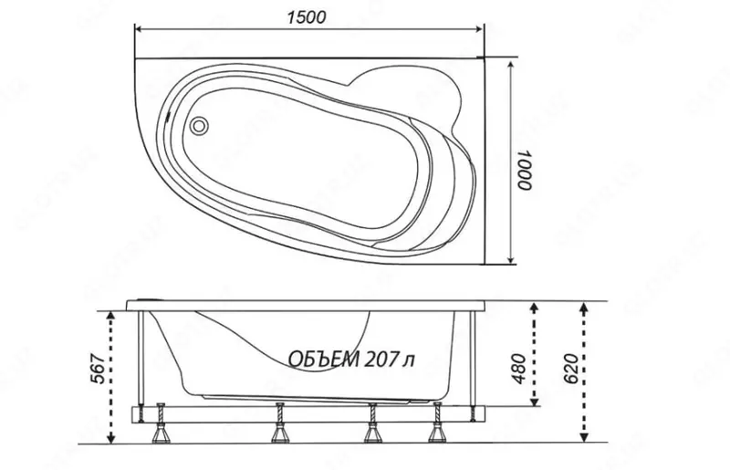 Ванна Кайли левая