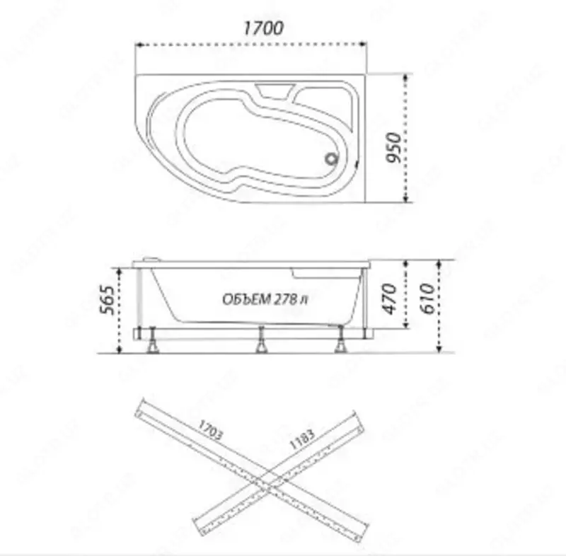 Ванна София правая