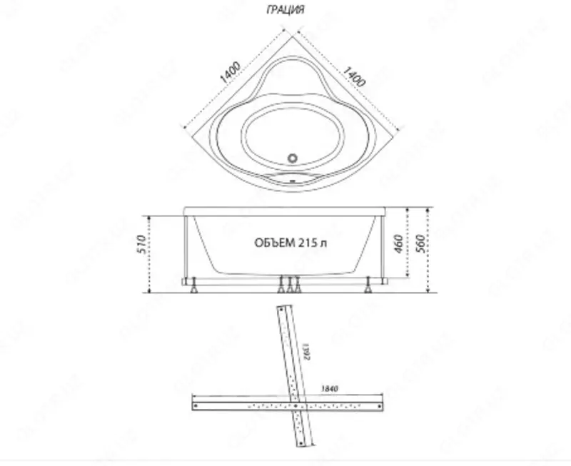 Ванна Грация 140