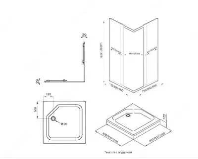 Душевое Ограждение Вента-Блэк 80*80