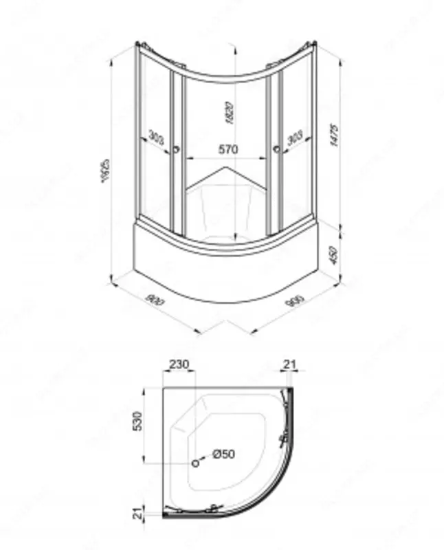 Душевое Ограждение  Лайт 90*90 Б