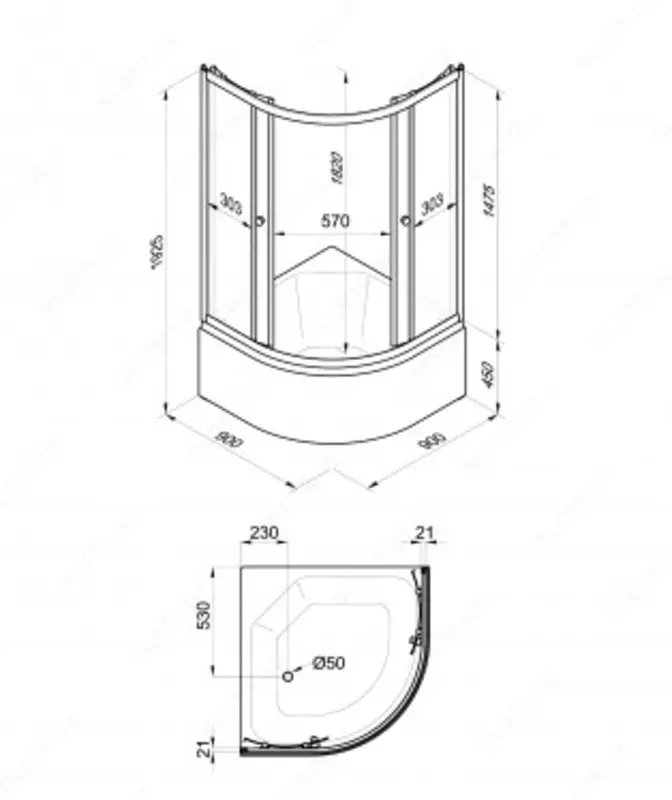 Душевое Ограждение Риф 90*90 Б