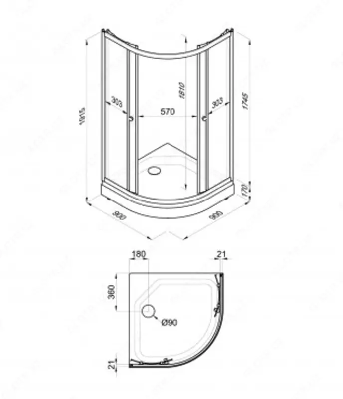 Душевое Ограждение Стандарт 90*90 А