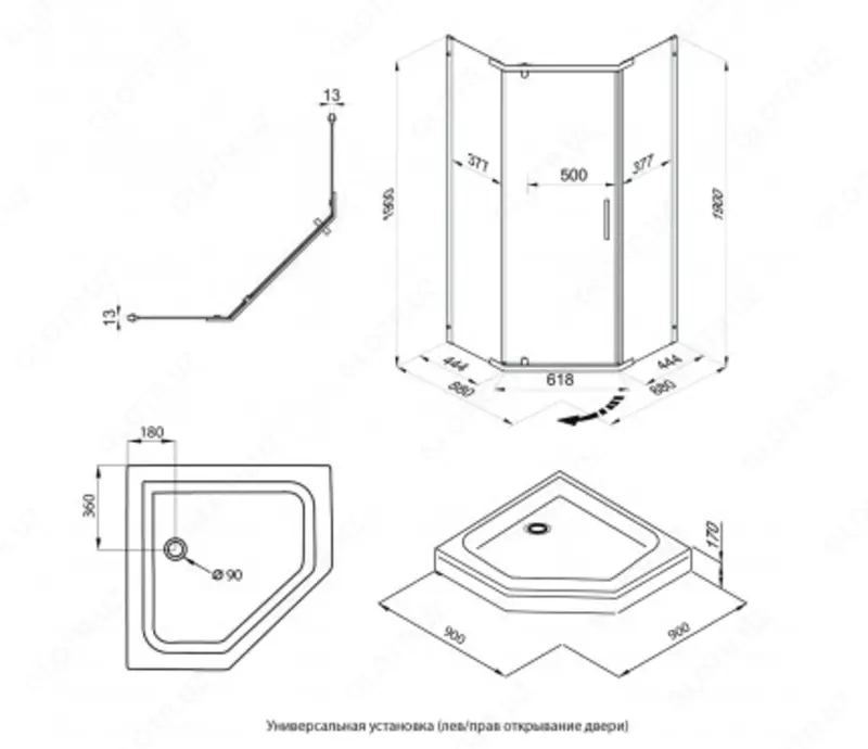 Душевое Ограждение Дека-Блэк 90*90