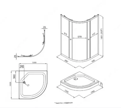 Душевое Ограждение Альфа-Хром 100*100