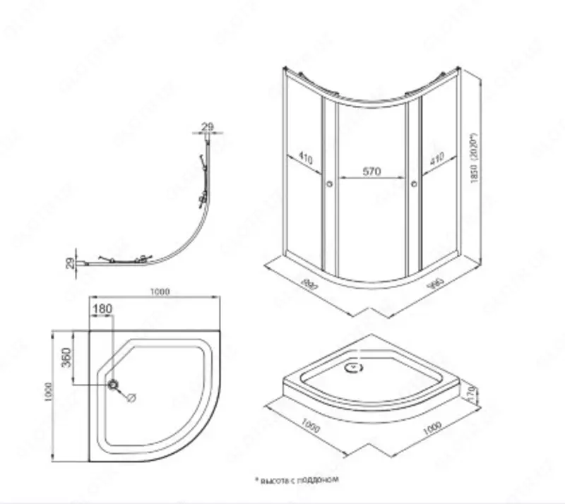 Душевое Ограждение Альфа-Хром 100*100