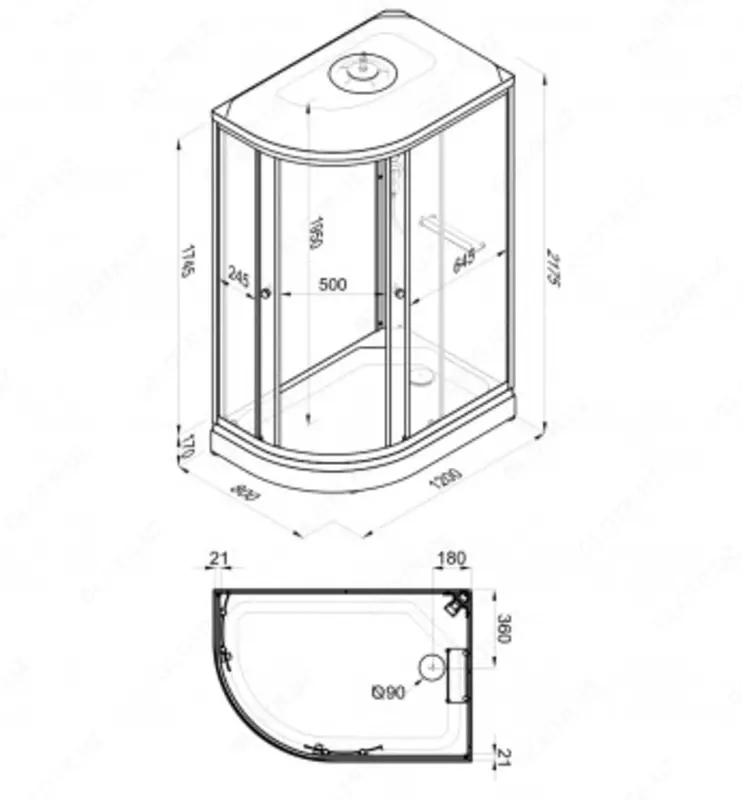 Душевая Кабина Коралл 120*80 А Правая