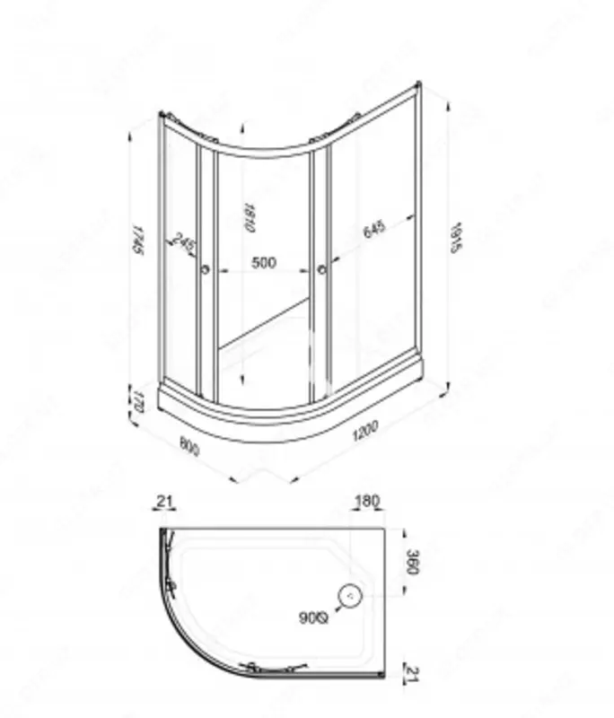 Душевое Ограждение Коралл 120*80 А Правая