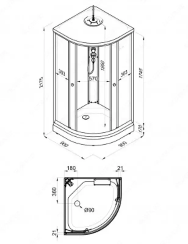 Душевая Кабина Топ 88*88 А