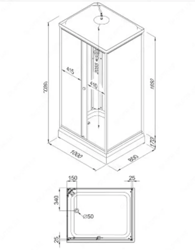 Душевая кабина Квадро 100*80