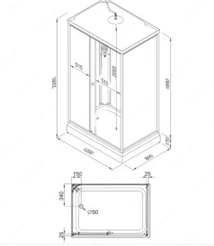 Душевая кабина Квадро 120*80
