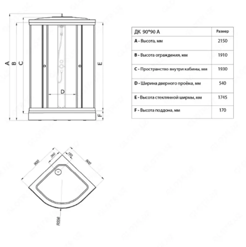 Душевая Кабина Риф 90*90 А (ДН4)