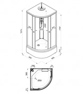 Душевая Кабина Лайт 90*90 В (ДН4)