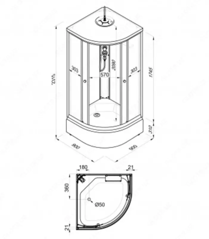 Layt 90 * 90 В dush Kabinasi