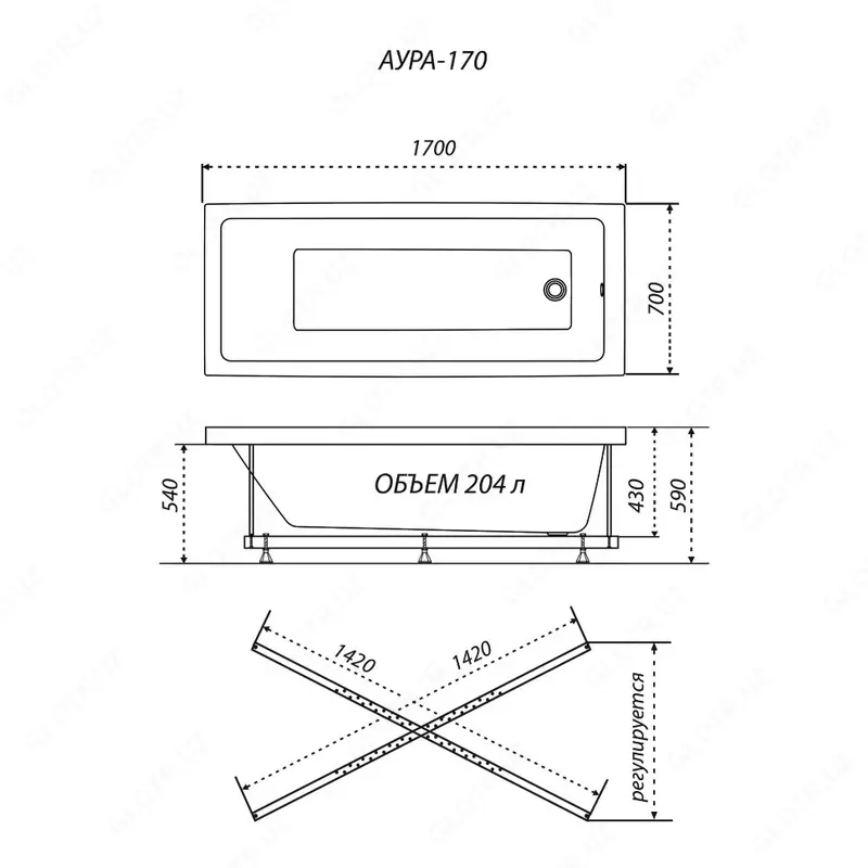 Ванна Аура 170*70