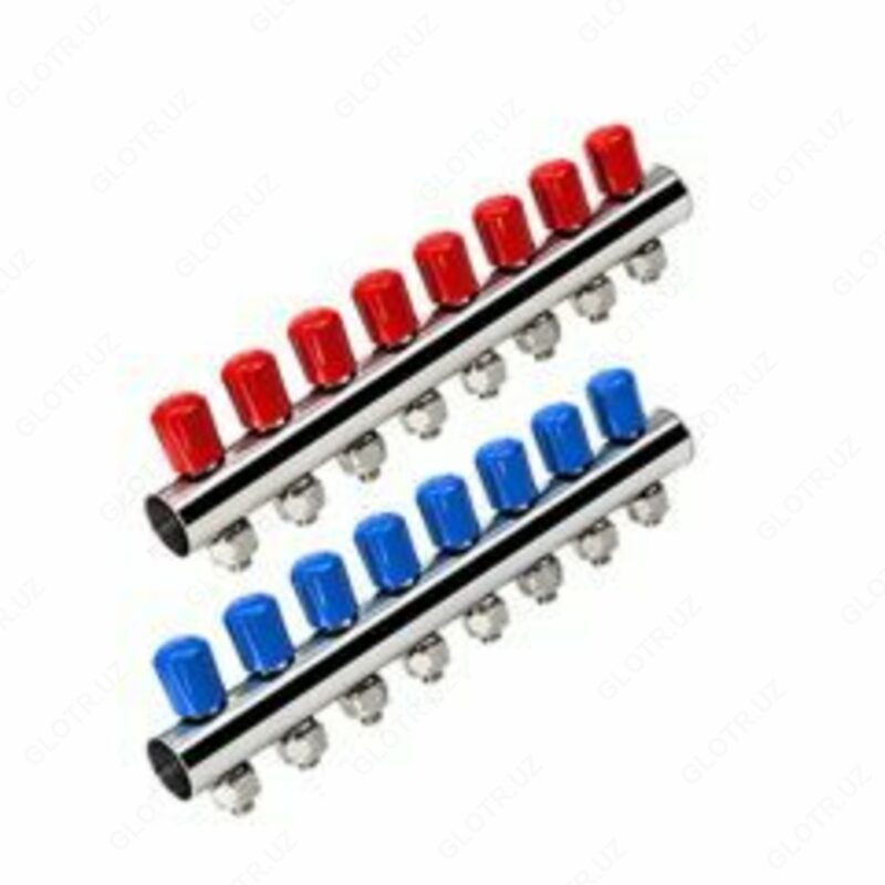 Коллектор для теплого пола из нержавеющий стали PN10, 5 выхода. КАС Турция