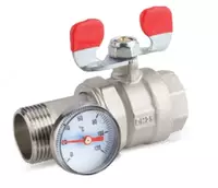 Кран бабочка с термометром и ракором 1" (ф25) KAS Турция