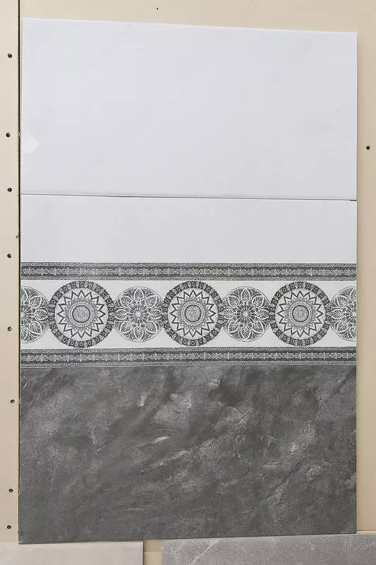 Керамическая плитка серо-графитовая с орнаментом 30x30см 8203