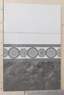 Керамическая плитка серо-графитовая с орнаментом 30x30см 8203