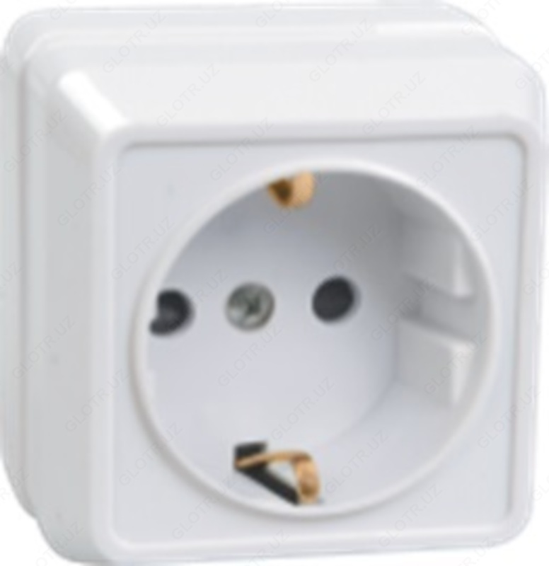  РСш20-3-ОБ Розетка 1местн. c з/к с защ.штор. 16А откр.уст. ОКТАВА (белый) - 