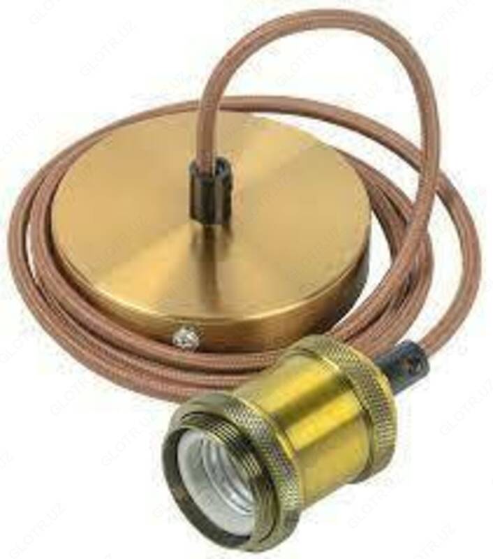 Патрон подвесной E27 со шнуром 1 5 м RETRO золото IEK